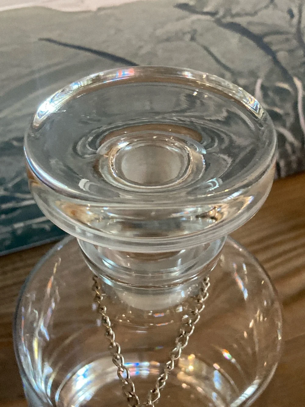 New Clear Crystal Decanter & Topper with Pewter Tasting Label